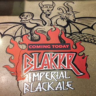 teaser floor chalk for the arrival of a highly anticipated collaborative beer featuring a rendition of the label art